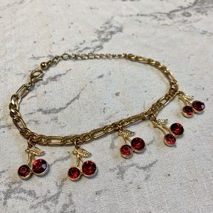 Red and Gold Cherry Bracelet/Anklet